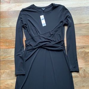 NWT Ann Taylor black knee length faux wrap dress